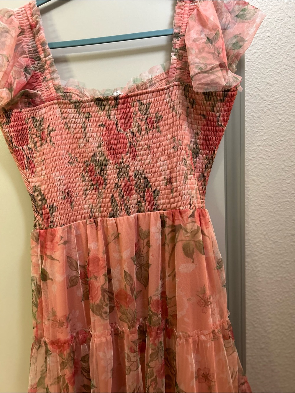 Baltic Born Pink Floral Smocked Midi Dress